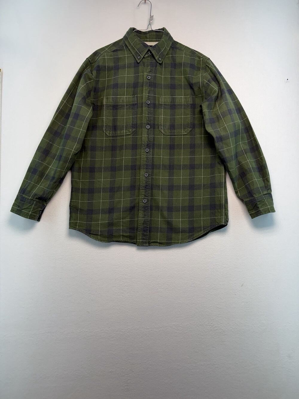 Men’s RIDGECUT Toughwear Heavyweight Navy Green Plaid Flannel M Button Down